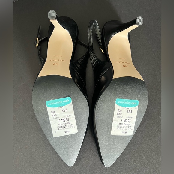 Cole Haan Black Leather Slingback Heels - Picture 8 of 9